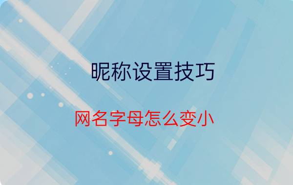 昵称设置技巧 网名字母怎么变小？